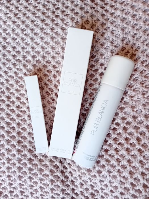 Zestaw 3cz avon PUR Blanca perfumy edt perfumetka dezodorant