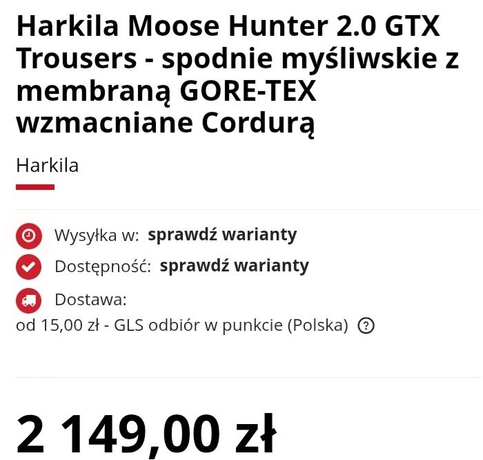Harkila spodnie Moose Hunter 2.0 GTX rozmiar 58