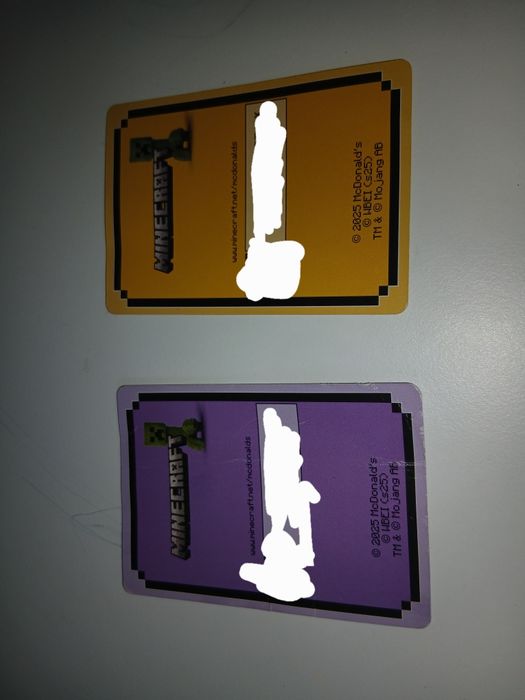 Cartas McDonald's com parceria com Minecraft (códigos não usados)