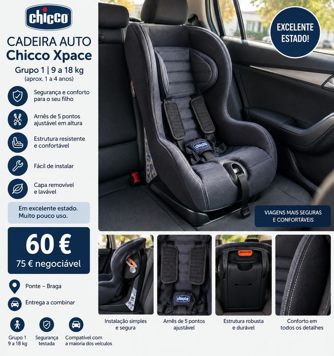 Chicco Xpace Car Seat 9–18 kg – Excellent Condition