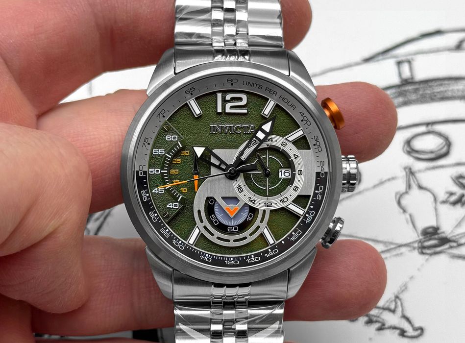 Годинник Invicta Aviator 39664 46 mm. 100 MT. Chronograph Green