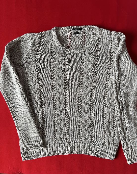 Lekki bawełniany ażurowy sweter Massimo Dutti