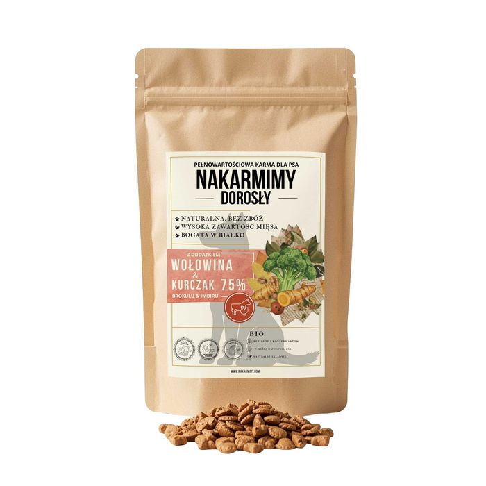 Sucha karma dla psa dorosłego NAKARMIMY – Wołowina i Kurczak 4.5KG