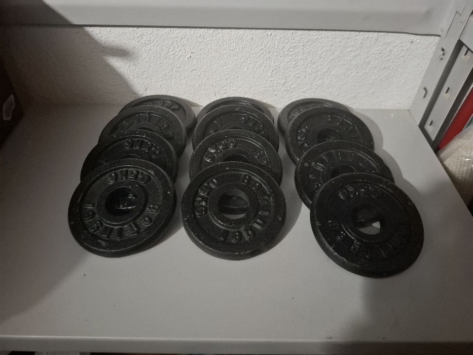 12 disco de 0,5kg 1/2kg cada para barra de 28mm