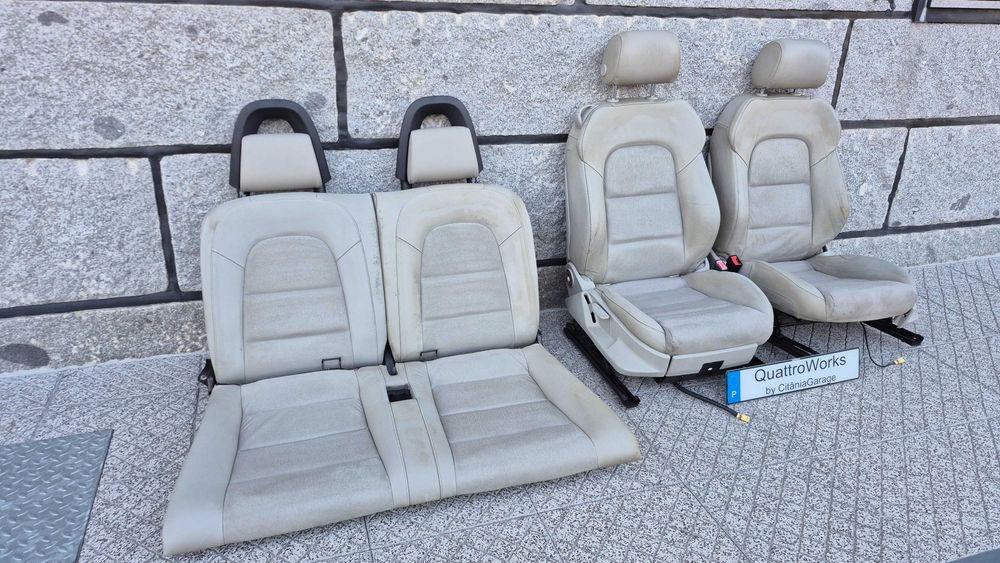 Bancos Audi A3 Cabriolet 8P facelift pele creme completos 2008 a 2013