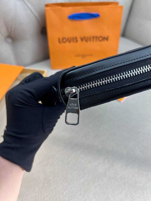 Кожаный органайзер Louis Vuitton черный кошелек Луи Виттон клатч k425