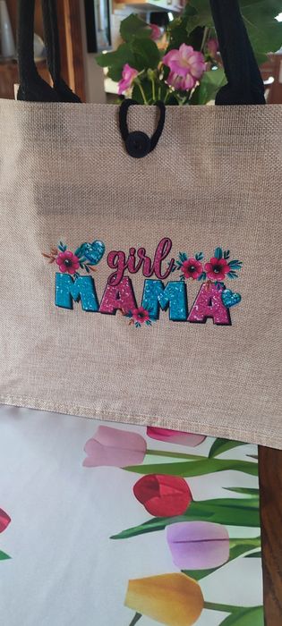 Lniana , podręczna torba dla młodej mamy