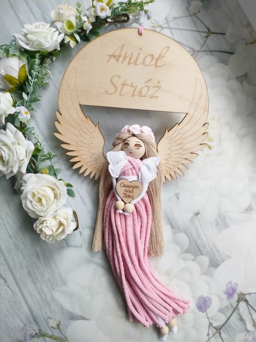 Pamiątka Chrztu Świętego Anioł Stróż rękodzieło
