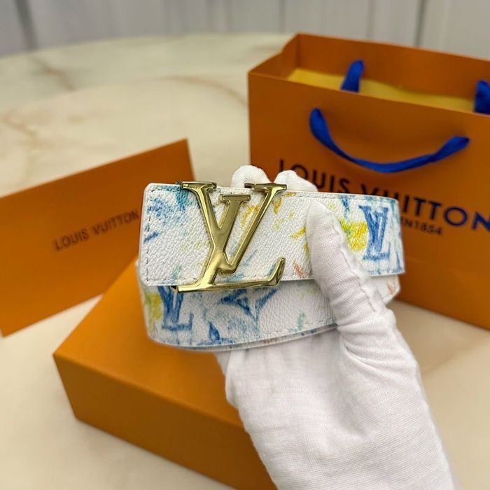 Ремень Louis Vuitton Ремінь Луи Витон  Кожа Белый Пояс