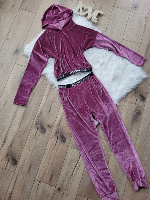 Dres welurowy komplet bluza dresy