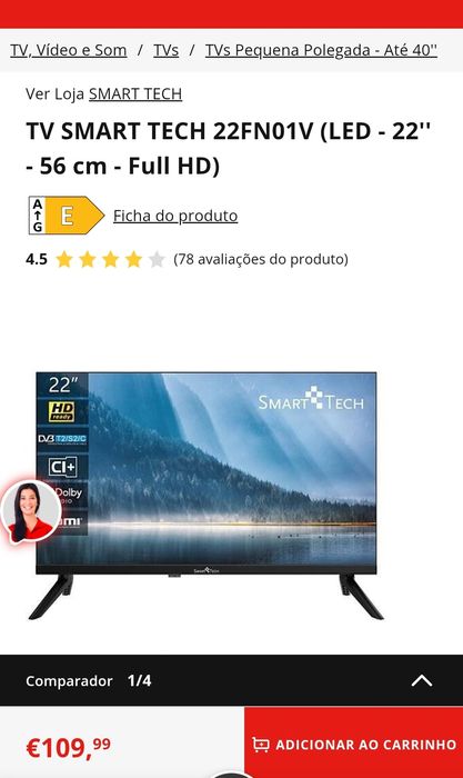 TV SMART TECH 22FN01V (LED - 22'' - 56 cm - Full HD)64730015725313123