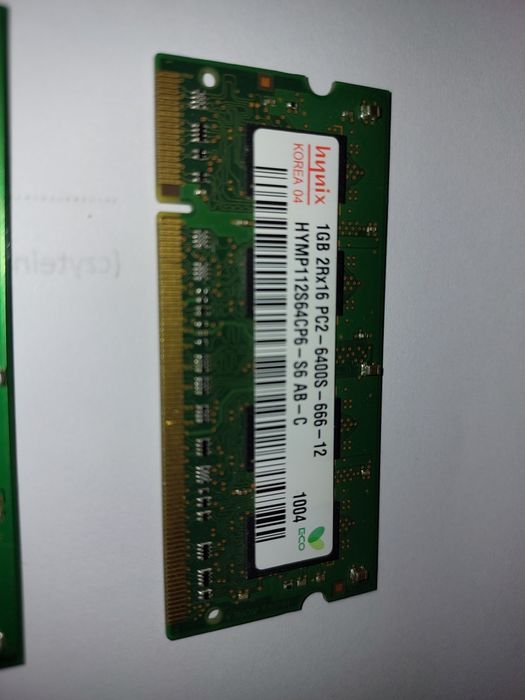 PAMIĘĆ RAM do laptopa Kości pamięci RAM PC2 HYNIX 1GB 512MB 2szt=10zł