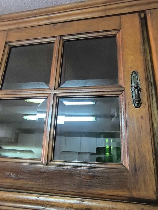 Armário de Cozinha em Carvalho Maciço com Tampo em Mármore — Conjunto em L - em excelente estado