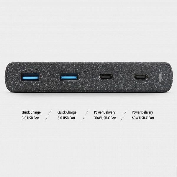 Hub Uniq Surge Lithos Collective 90w 2xUSB-A Qc 3.0 / 2xUSB-C Pd 3.0 -