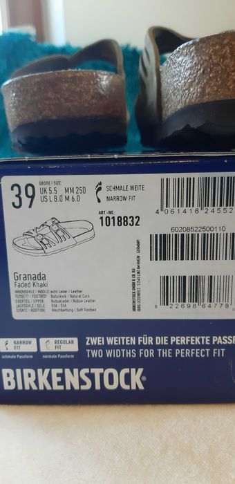 BIRKENSTOCK Klapki Granada Faded Khaki 39, skóra, nowe