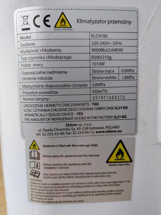 Klimatyzator Columbia Vac KLC 9100