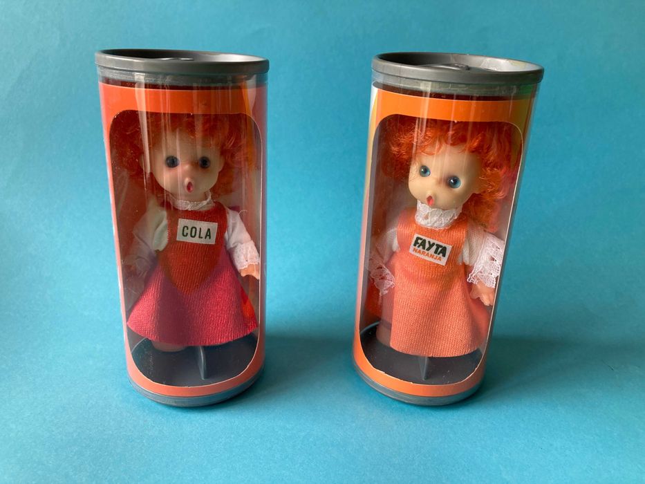 Bonequinhas Latas de Refirigerantes Coca Cola e Fanta Anos 80