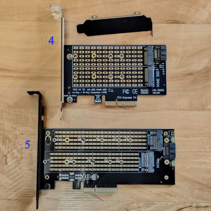 Адаптер SSD типа M.2 NGFF NVMe и U.2, U.3 SFF-8639 на PCI-e x1, x4, x8