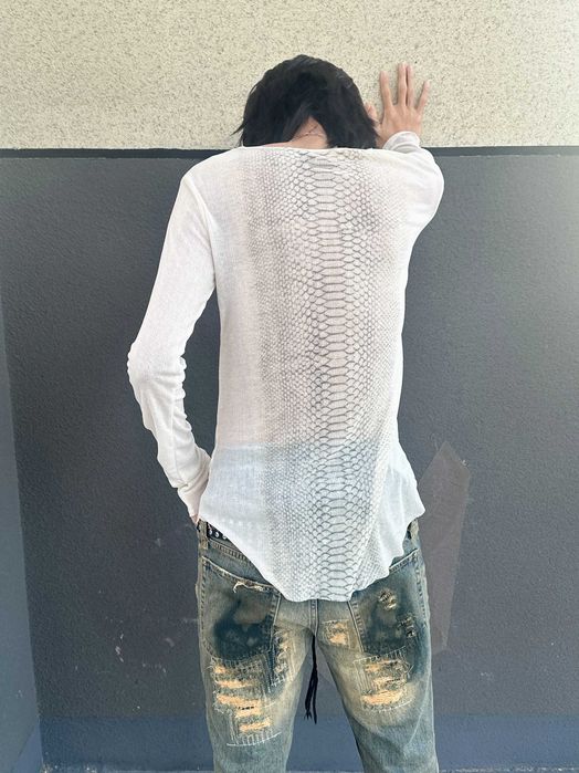 python printed longsleeve numbernine, LGB, archive, opium, distressed