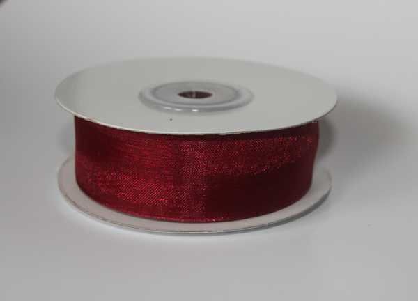4x Bordowa tasiemka, wstążka organza, szyfonowa 25mm 27MB ślub, wesele