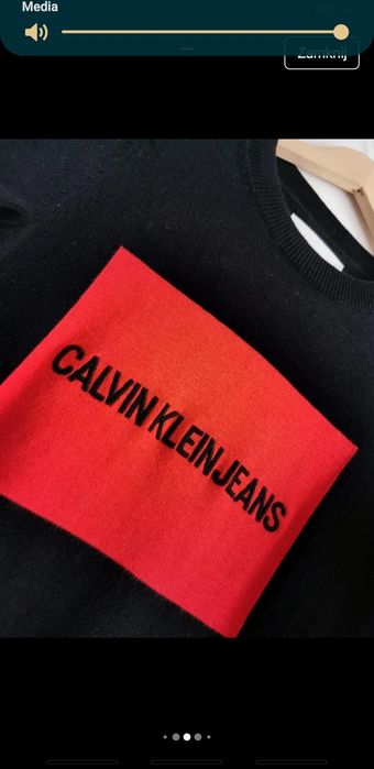 Calvin Klein sweter logowawany wełna L