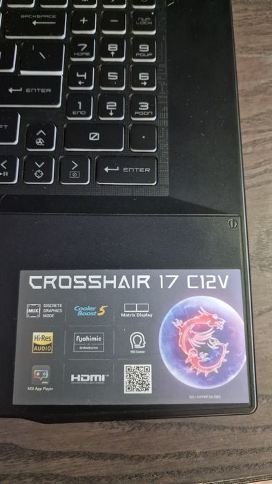 Laptop MSI Crosshair 17 C12V i7-12650H/32GB/1TB RTX 4070 - Windows 11