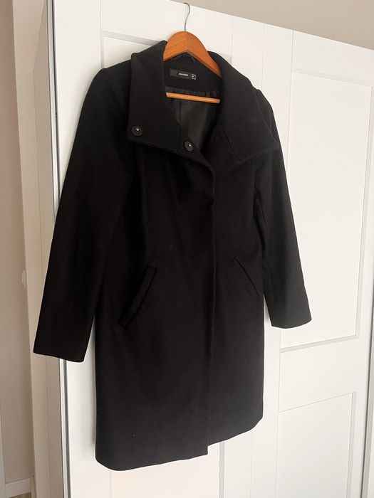Wełniany czarny plaszcz Hallhuber S damski