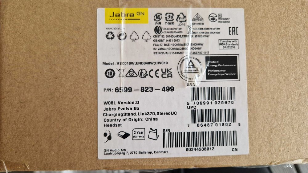 Jabra Evolve 65 Wireless Stereo On-Ear Headset Black Novo