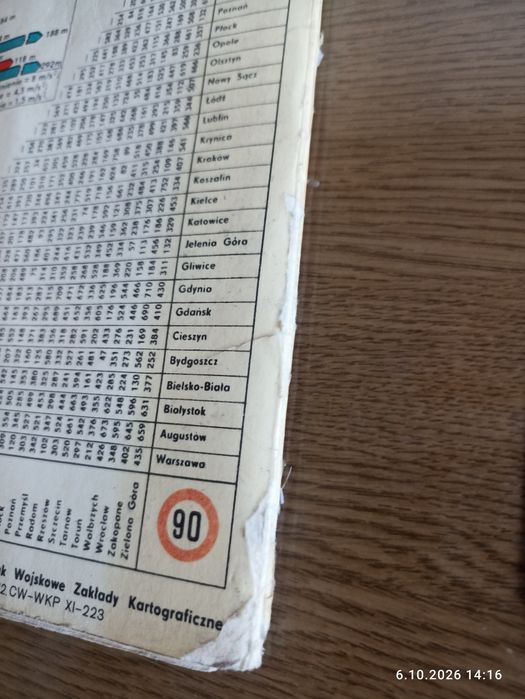 Samochodowa mapa Polski 40 lat LWP