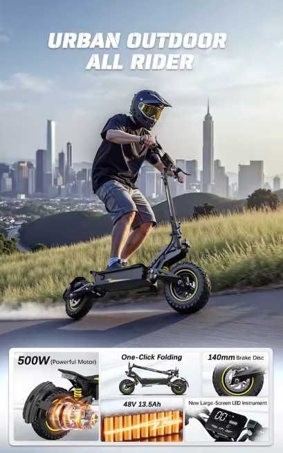 Trotinete Elétrica Ootd T10, 48v 13.5ah, 500w | 900W, 50km/h 11Pol