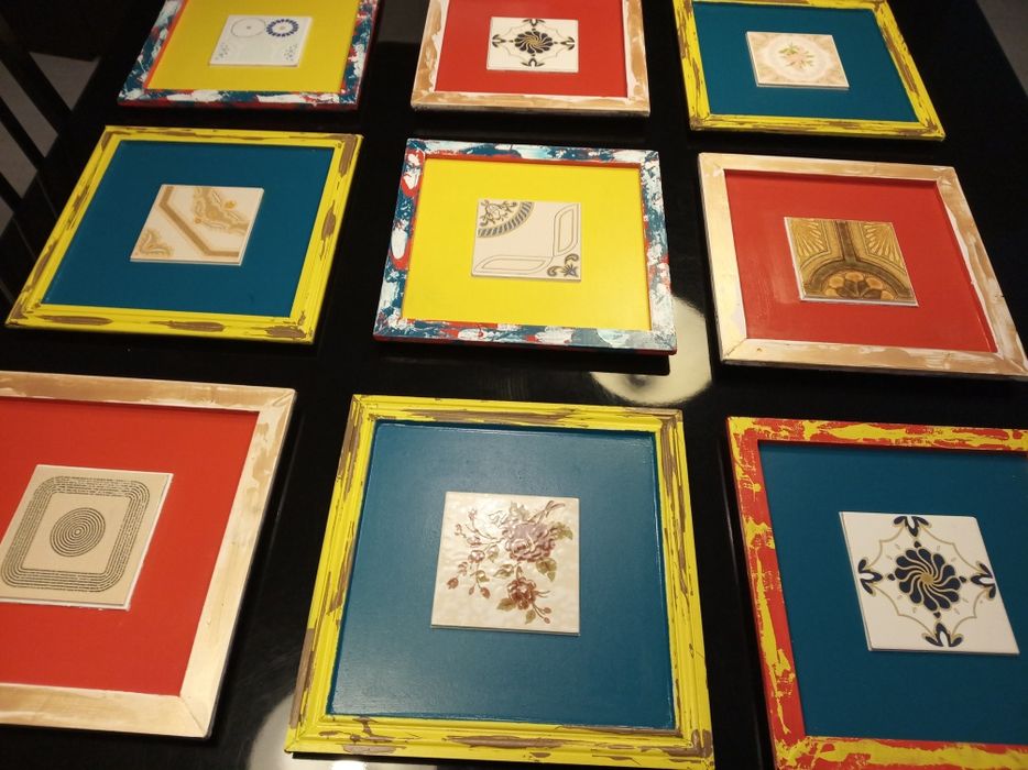 Conjunto de 9 azulejos vintage