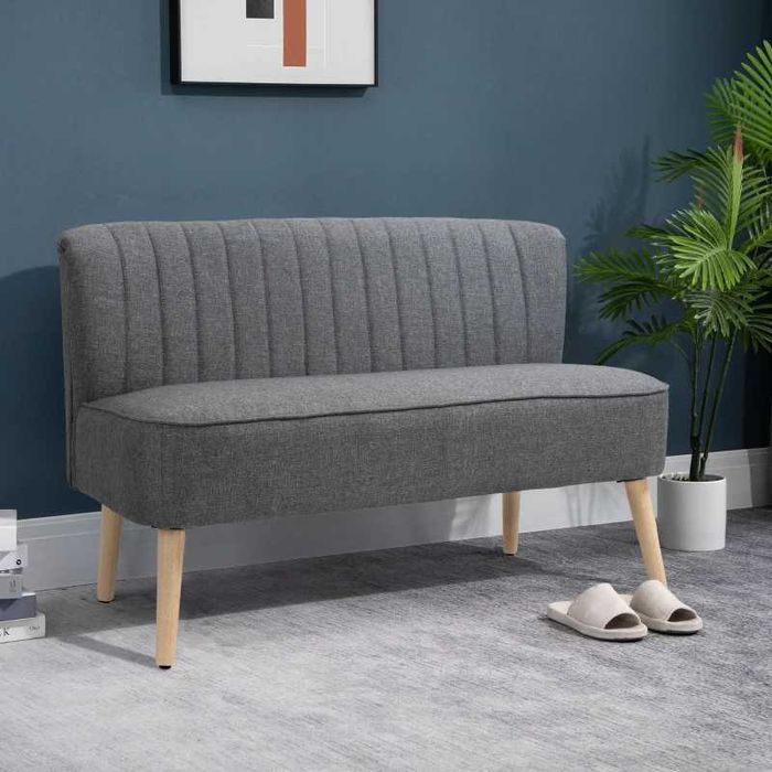 Kanapa Sofa dwuosobowa HOMCOM 117 x 56,5 szara