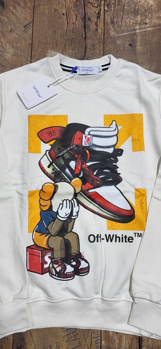 Off white biała bluza męska młodzieżowa bawełna premium porządna S