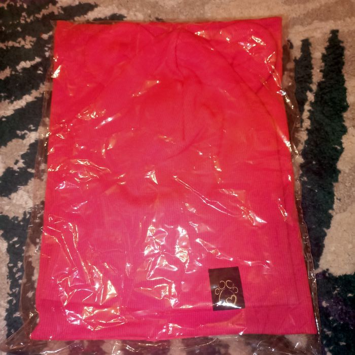 47 52 NOWY komplet czapka i komin miś podwójna bawełna Fuksja w prążek