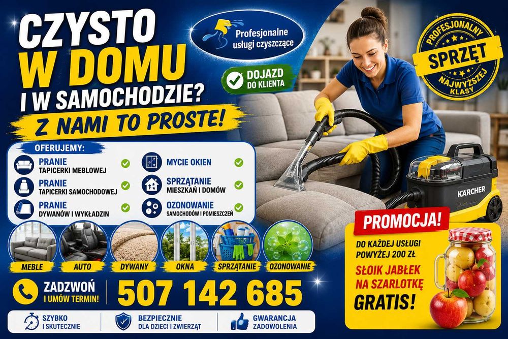 KERCHER pranie dywanów, kanap, narożników, krzeseł itp. + GRATIS !!!