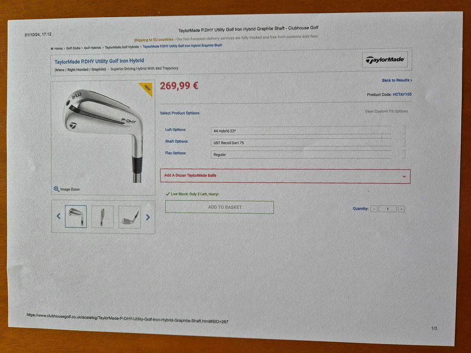 Golfe - Ferro 4 Hibrido 22 - TaylorMade