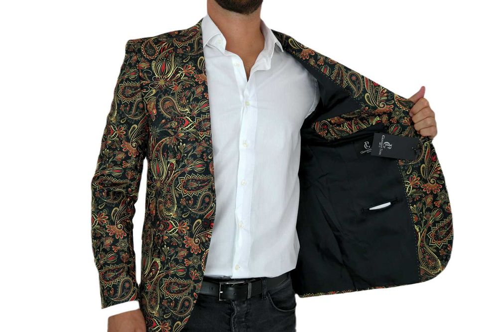 GIOVANNI PERA Marynarka Męska D612 paisley Kwiaty różne rozmiary