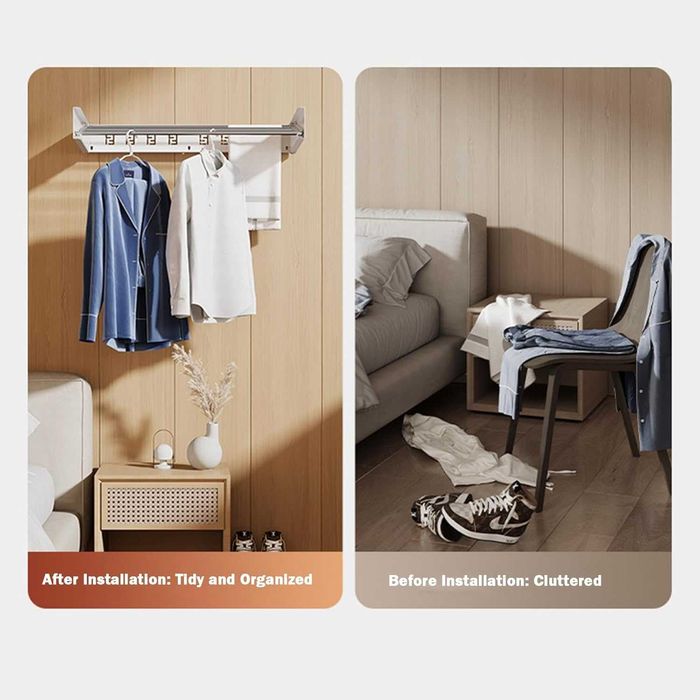 Składana suszarka na pranie do montażu na ścianie – 4 drążki