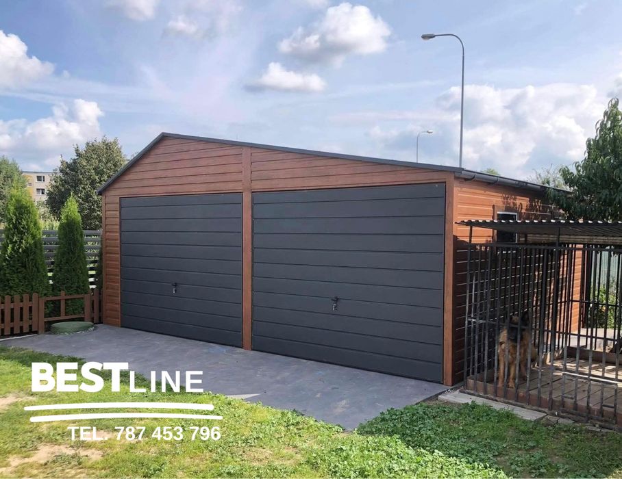 Garaż blaszany z bramą segmentową. Garaż na wymiar - 3x5 3x6 4x5 4x6