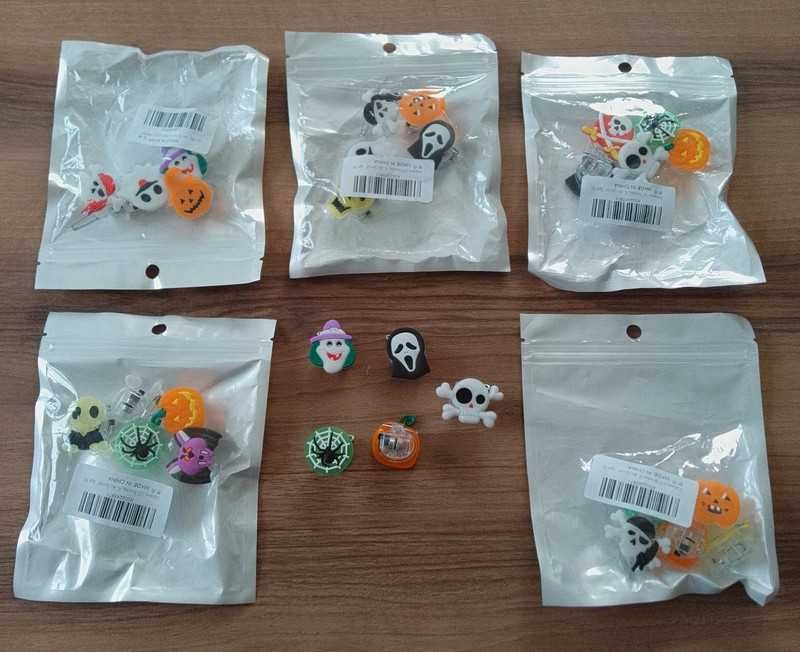 Broszki świecące na Halloween 5 sztuk.