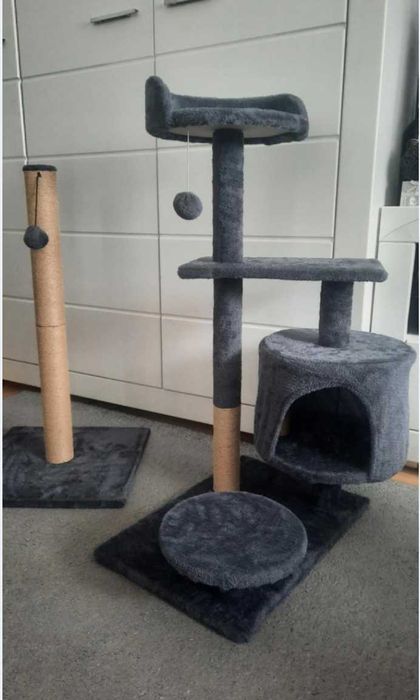 Drapak dla kota Springos szary wysoki 4 poziomy sizal 61-100 cm
