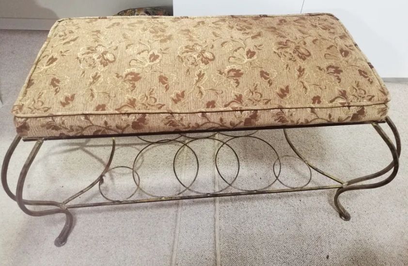 Кушетка 110см банкетка пуф диванчик софа кованная мягкая под золото