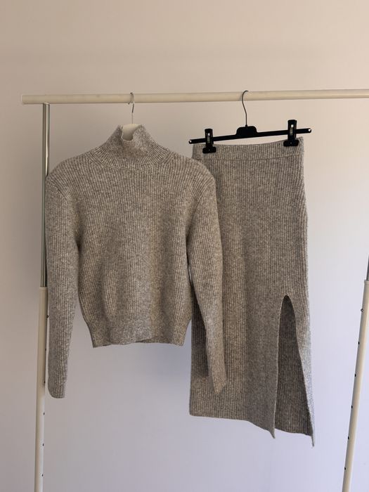 komplet dzianinowy h&m sweter spódnica