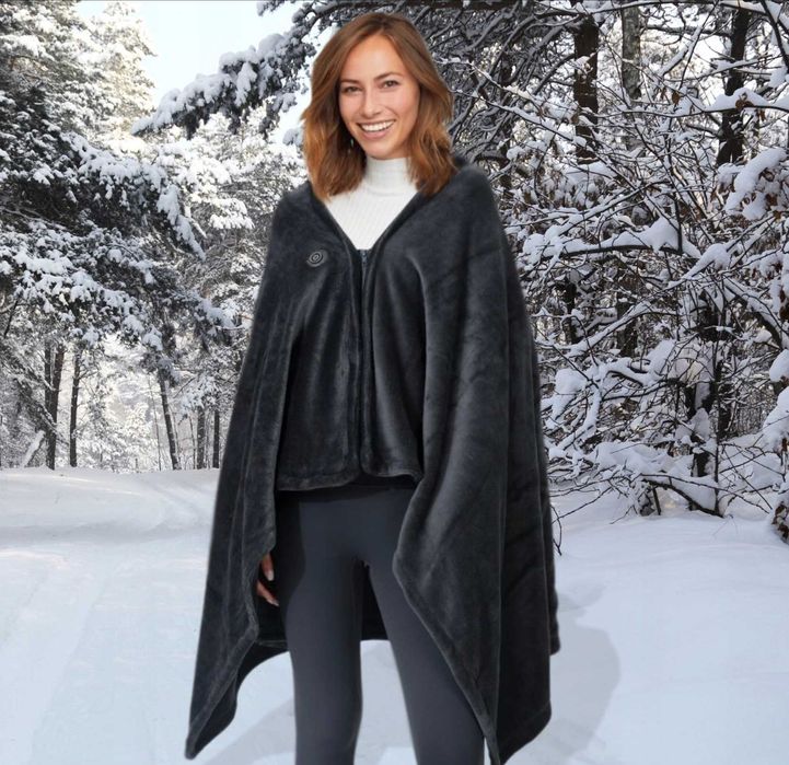 Podgrzewany Koc Elektryczny Ponczo USB Duży Ciepły Miły W Dotyku Relax