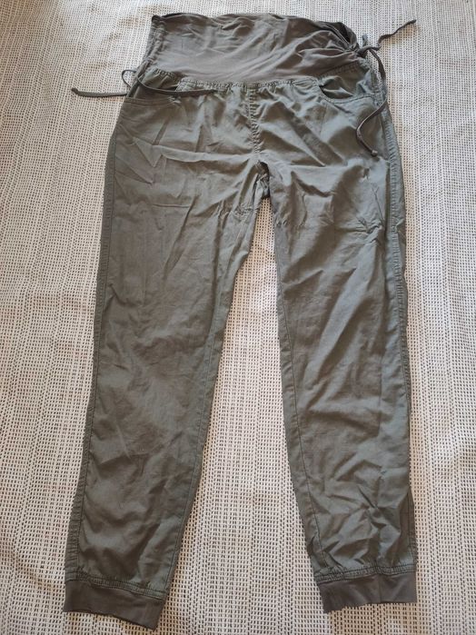 Штани для вагітної L- XL, лляні, льон зелені хлопок