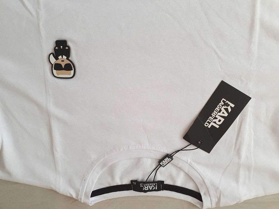 NOWA koszulka Karl Lagerfeld L XL biała ikonik gumowy KL okazja
