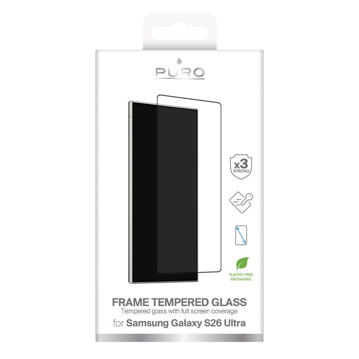 Szkło hartowane Puro Frame na Samsung Galaxy S26 Ultra - z czarną ramką