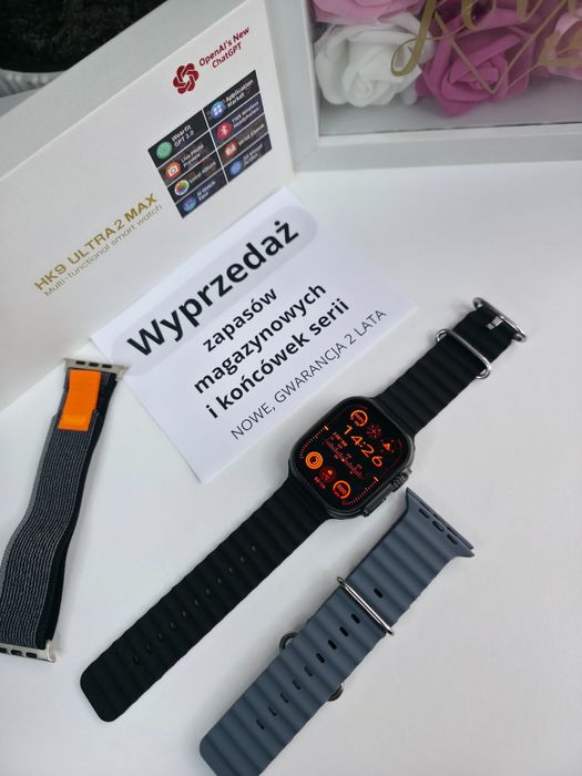 Smartwatch HK Ultra Max – AMOLED 2,12", połączenia Bluetooth, nowy