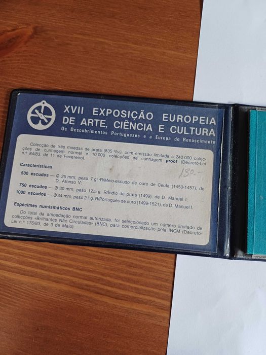 XVII Exposição Europeia Arte e Cultura 1983 carteira 3 moedas em prata