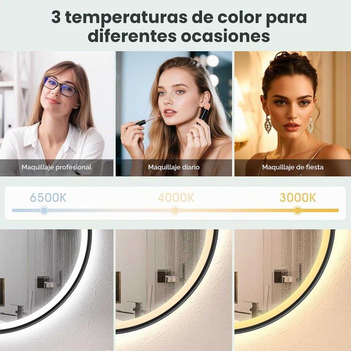 Espelho de Casa de Banho S'bagno com LED Redonda 80 cm